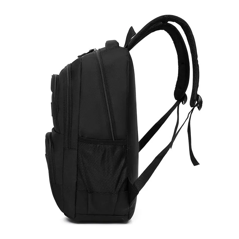 Simple Black College Nylon Waterproof Large Backpacks