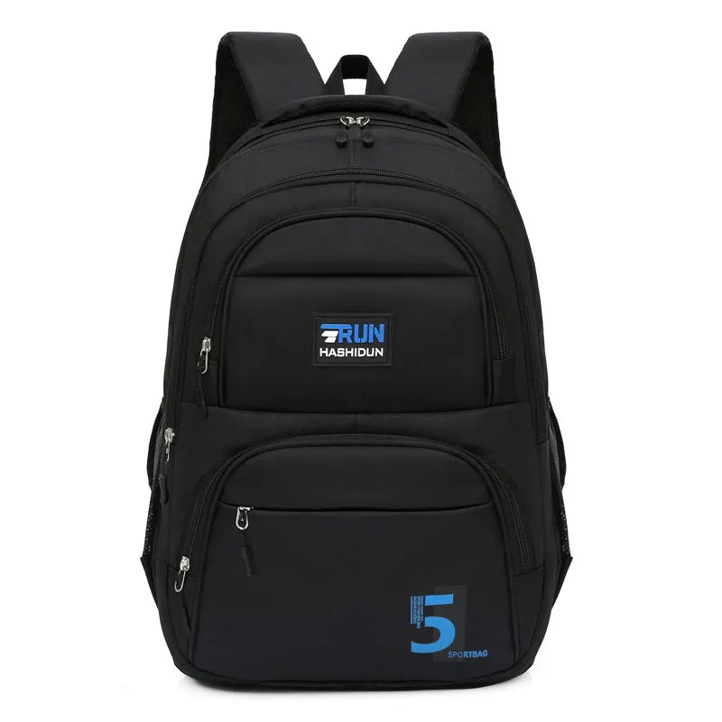 Simple Black College Nylon Waterproof Large Backpacks