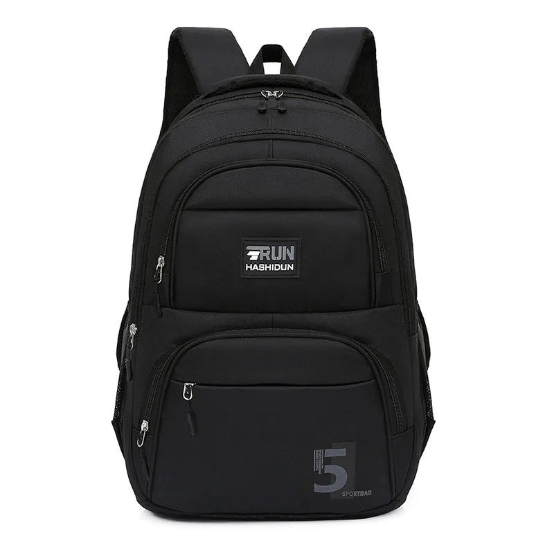 Simple Black College Nylon Waterproof Large Backpacks