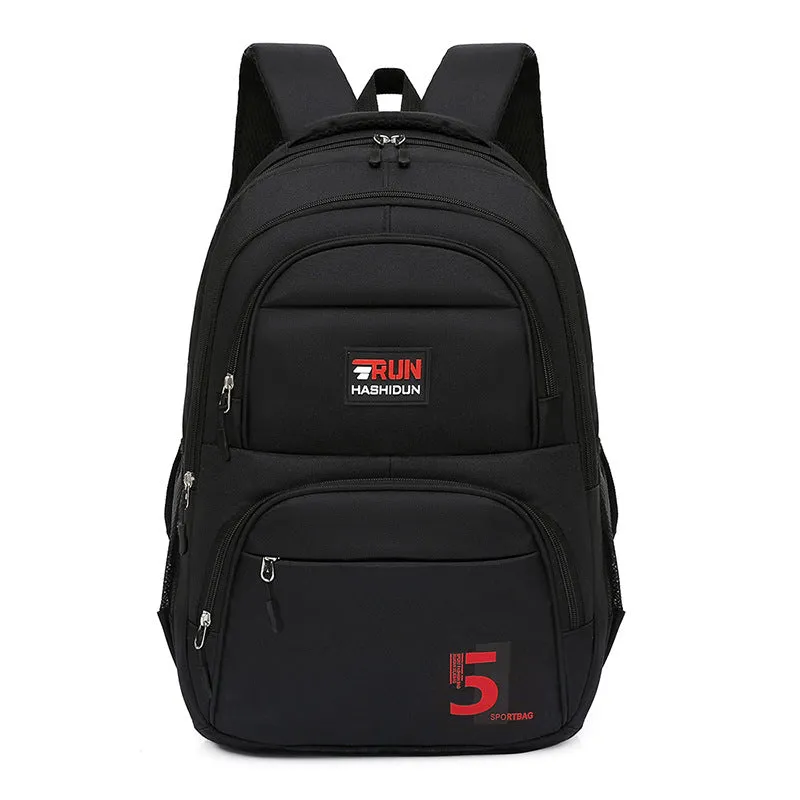 Simple Black College Nylon Waterproof Large Backpacks