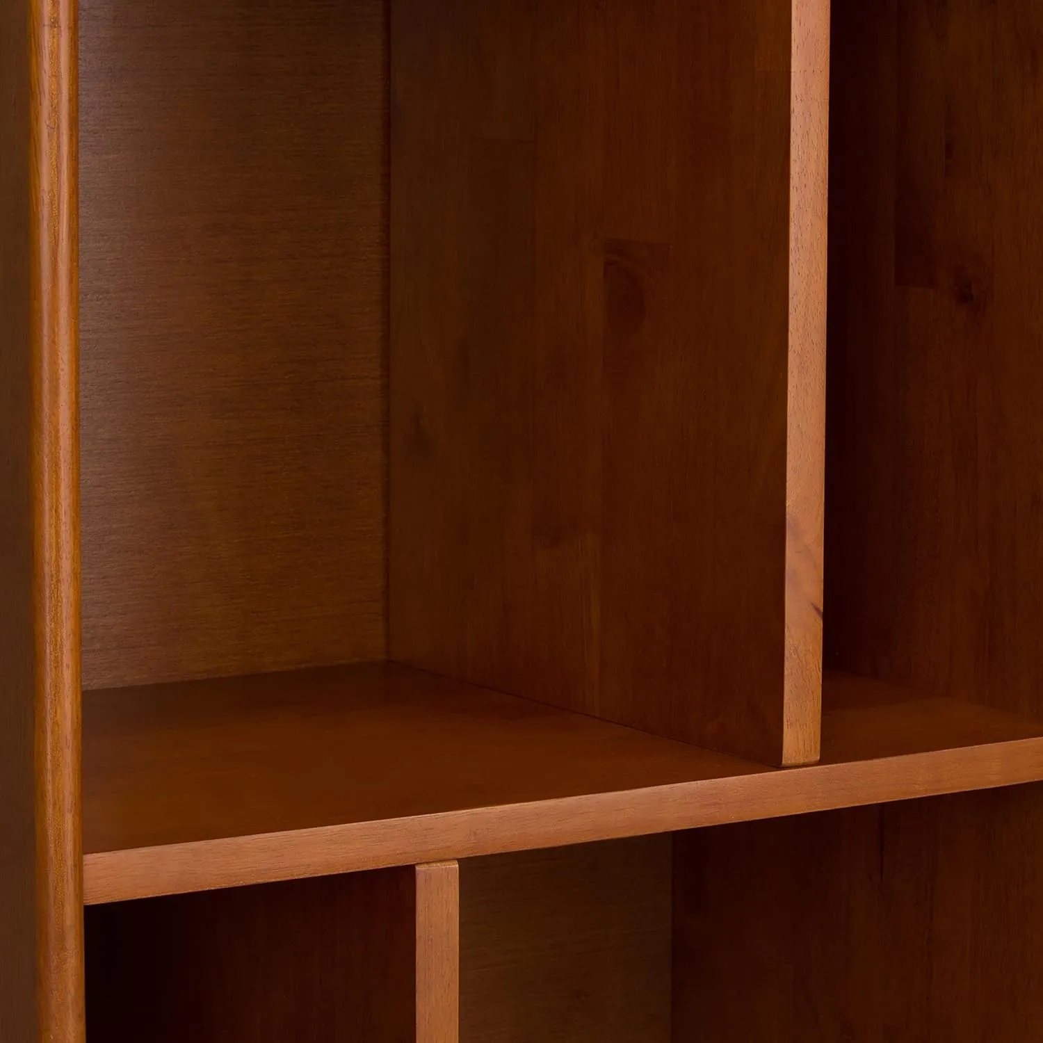 SIMPLIHOME Draper Bookcase - 64 inch Tall Solid Hardwood Storage Bookshelf in Teak Brown, Mid-Century Modern Storage for Living Room, Study Room or Office with Adjustable Shelves and Angled Legs
