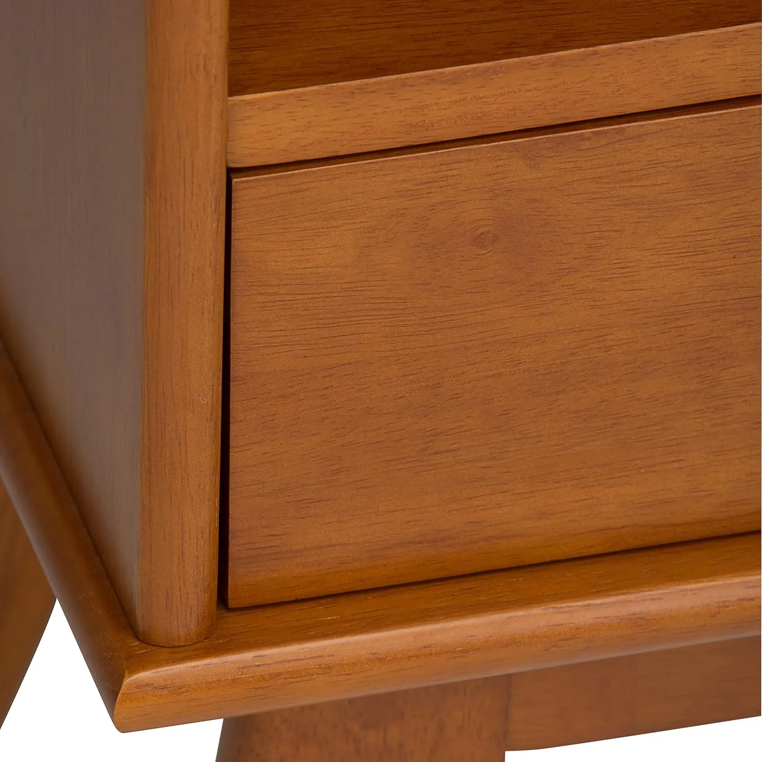 SIMPLIHOME Draper Bookcase - 64 inch Tall Solid Hardwood Storage Bookshelf in Teak Brown, Mid-Century Modern Storage for Living Room, Study Room or Office with Adjustable Shelves and Angled Legs