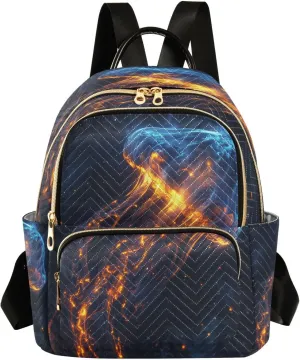 Sinestour Blue Jellyfish Women Backpack Purse Large Capacity Casual Daypack Adjustable Strap Travel Hiking Work Backpack