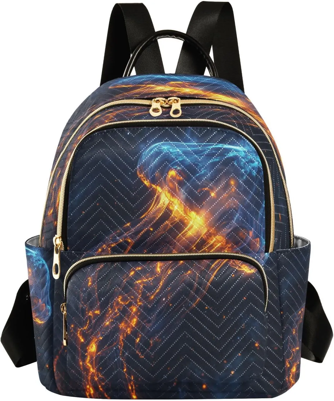Sinestour Blue Jellyfish Women Backpack Purse Large Capacity Casual Daypack Adjustable Strap Travel Hiking Work Backpack