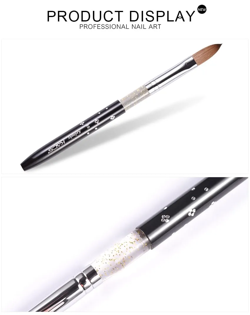 Size 18# Black 100% Kolinsky Sable Acrylic Nail Art Brushes UV Gel Nail Painting Pen Brushes (Size 18)