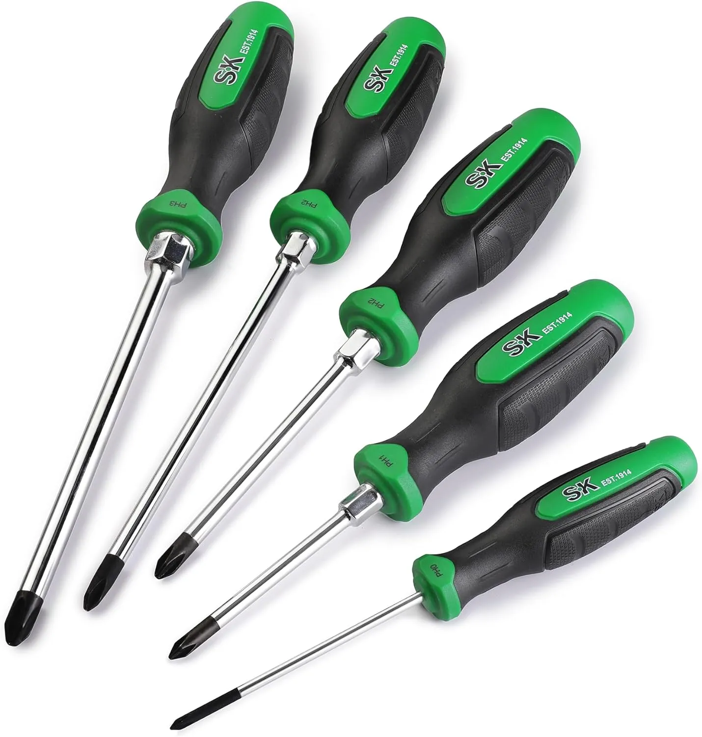 SK 5-Piece Phillips Screwdriver Set, Magnetic Screwdriver Set, S2 Steel, SureGrip Handle