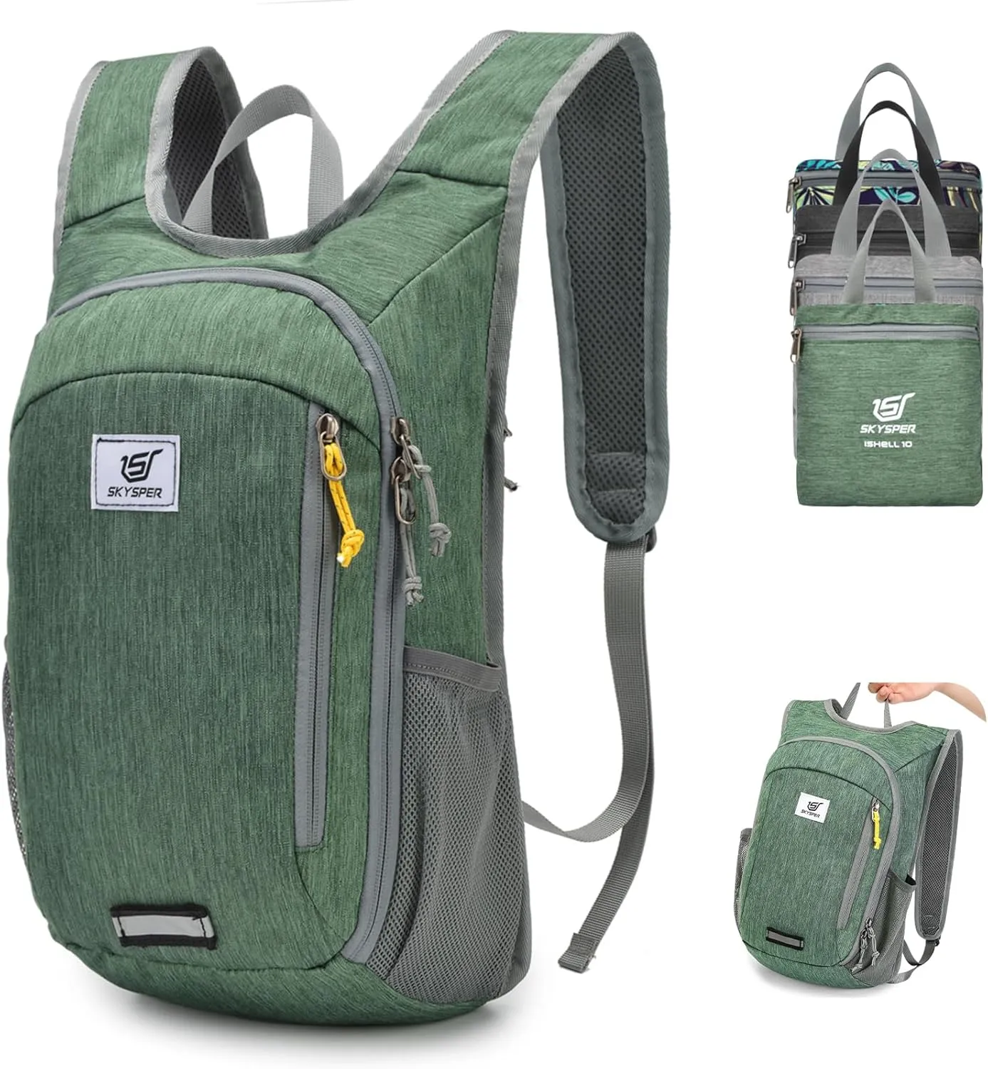SKYSPER Small Hiking Travel Waterproof Backpack - Lightweight Packable Day Pack for Women and Men - Foldable Light Weight Water Proof Mini Daypack - 10L Collapsible Back Pack for Outdoor