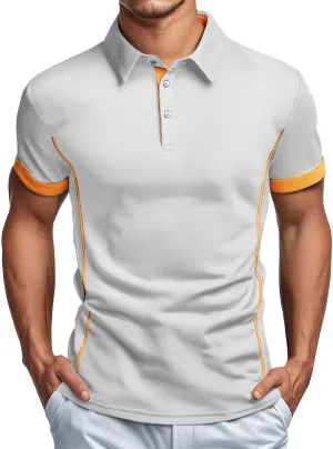 Slim Fit Polo Shirts for Men Causal Lightweight Collared Button Down Shirt Basic Short Sleecve Cotton Golf Polos