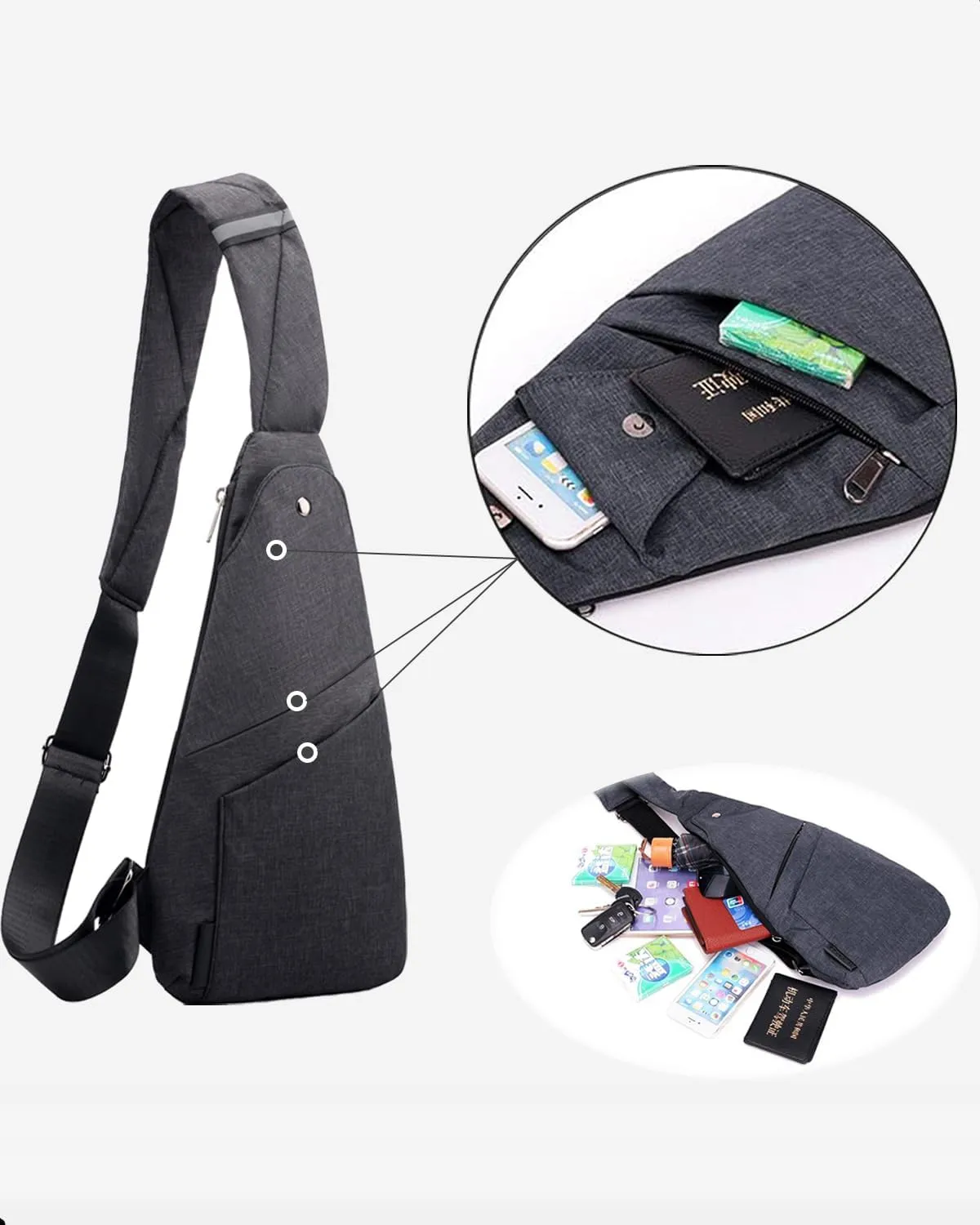 Sling Bag Anti Theft Cross Body Personal Pocket Bags Lightweight Chest Shoulder Daypack for Travel Daily