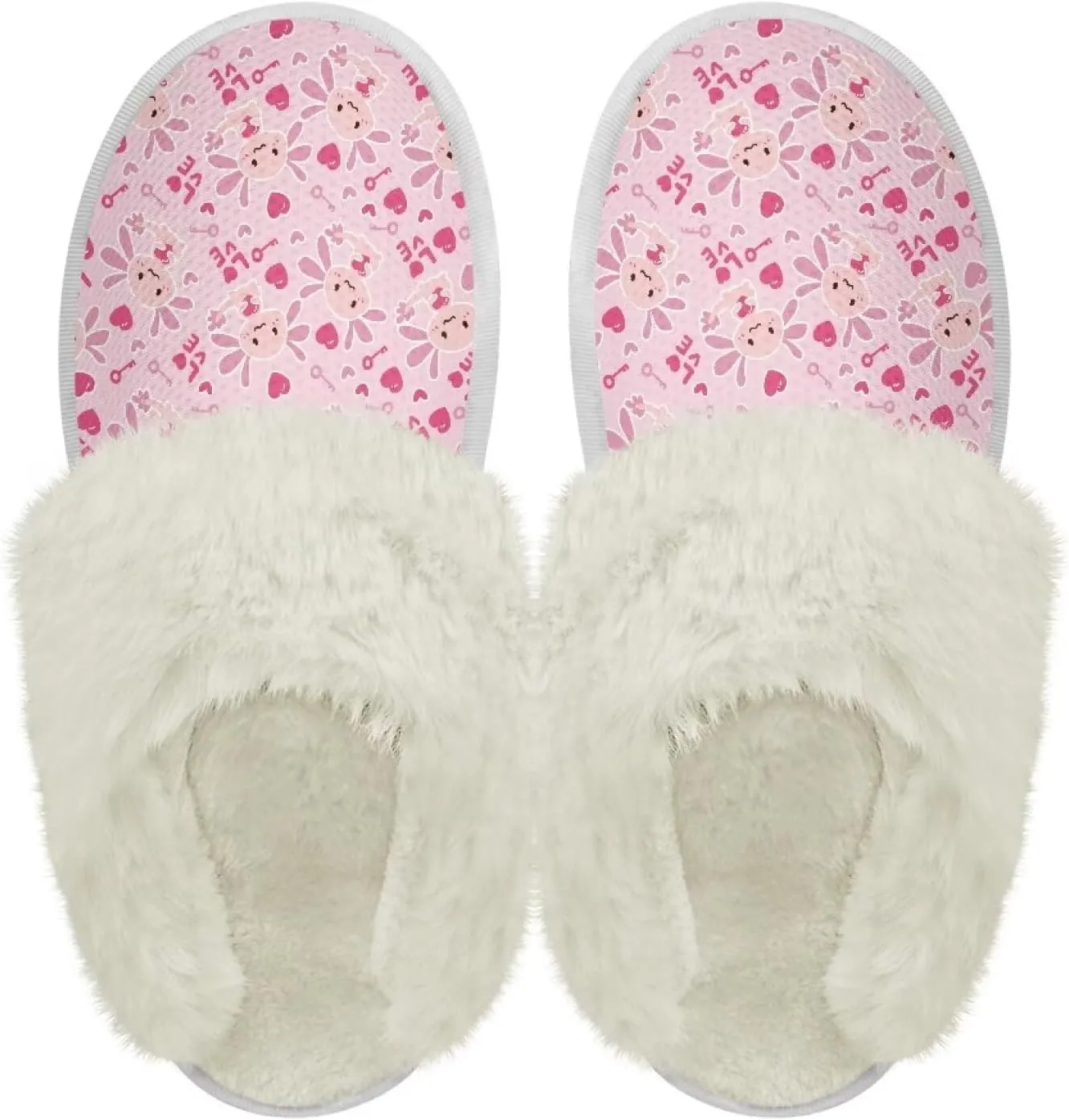 Slippers For Women Indoor And Outdoor, Anti-Slip Sole Fluffy Slippers Flannel Lined Slippers with Fur Edges