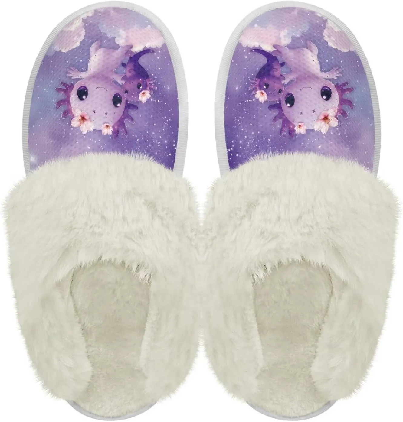Slippers For Women Indoor And Outdoor, Anti-Slip Sole Fluffy Slippers Flannel Lined Slippers with Fur Edges