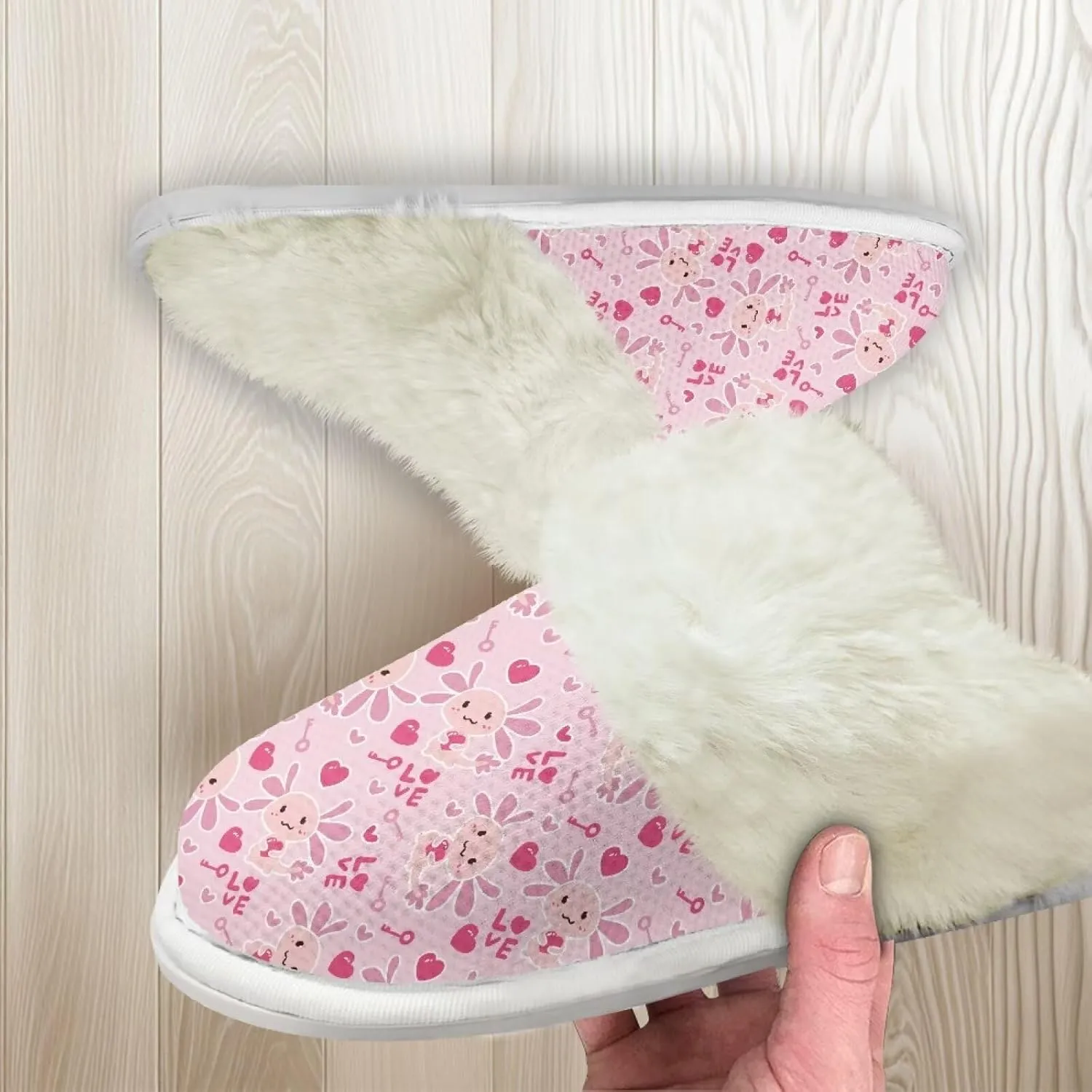 Slippers For Women Indoor And Outdoor, Anti-Slip Sole Fluffy Slippers Flannel Lined Slippers with Fur Edges