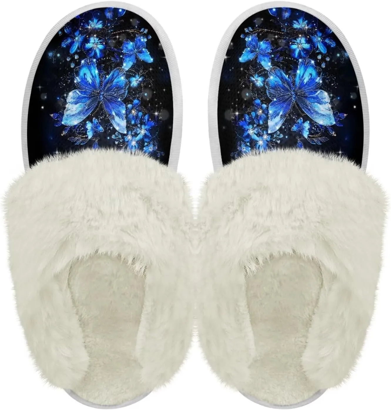 Slippers For Women Indoor And Outdoor, Anti-Slip Sole Fluffy Slippers Flannel Lined Slippers with Fur Edges