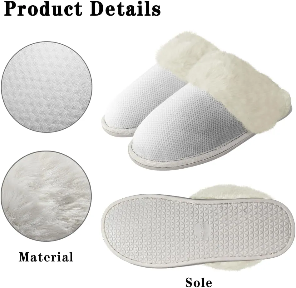 Slippers For Women Indoor And Outdoor, Anti-Slip Sole Fluffy Slippers Flannel Lined Slippers with Fur Edges