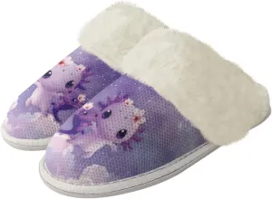 Slippers For Women Indoor And Outdoor, Anti-Slip Sole Fluffy Slippers Flannel Lined Slippers with Fur Edges