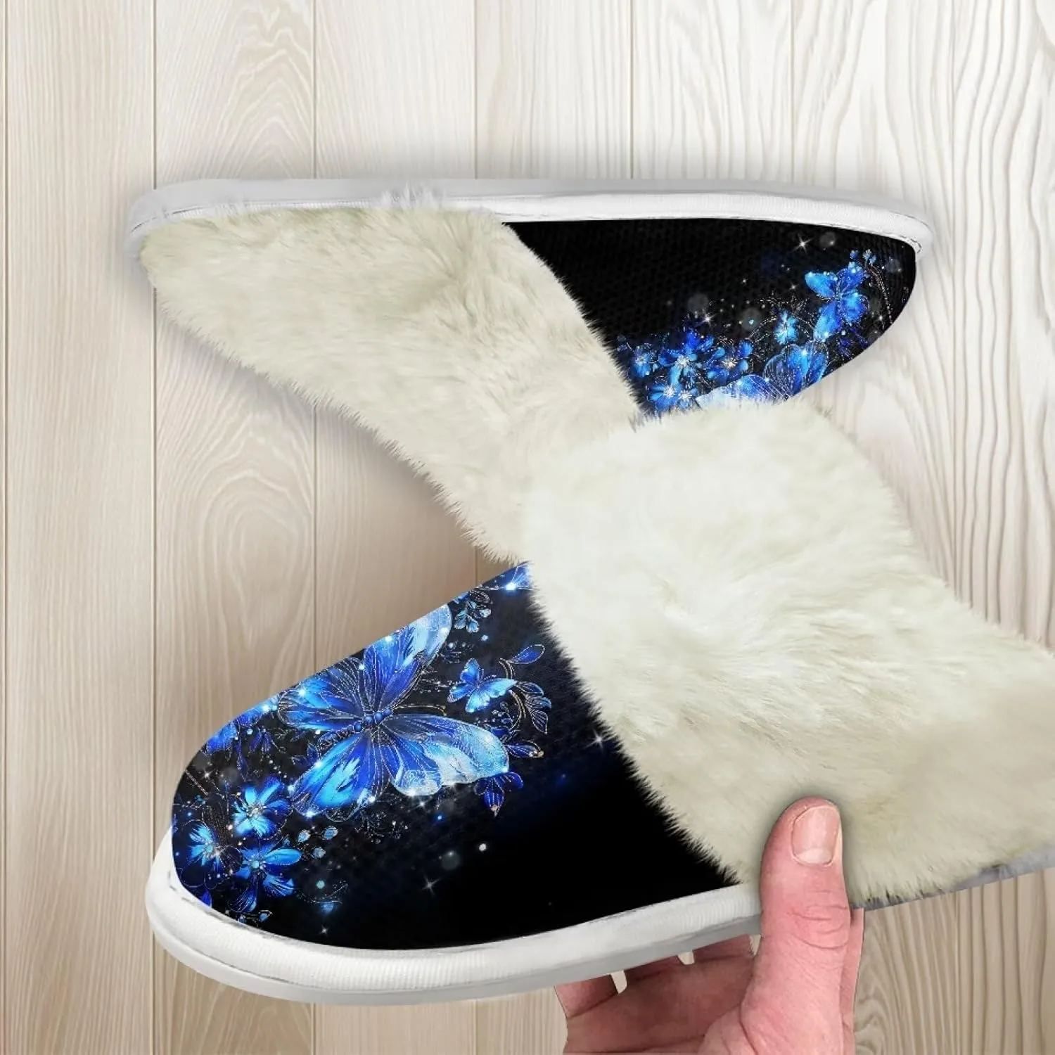 Slippers For Women Indoor And Outdoor, Anti-Slip Sole Fluffy Slippers Flannel Lined Slippers with Fur Edges