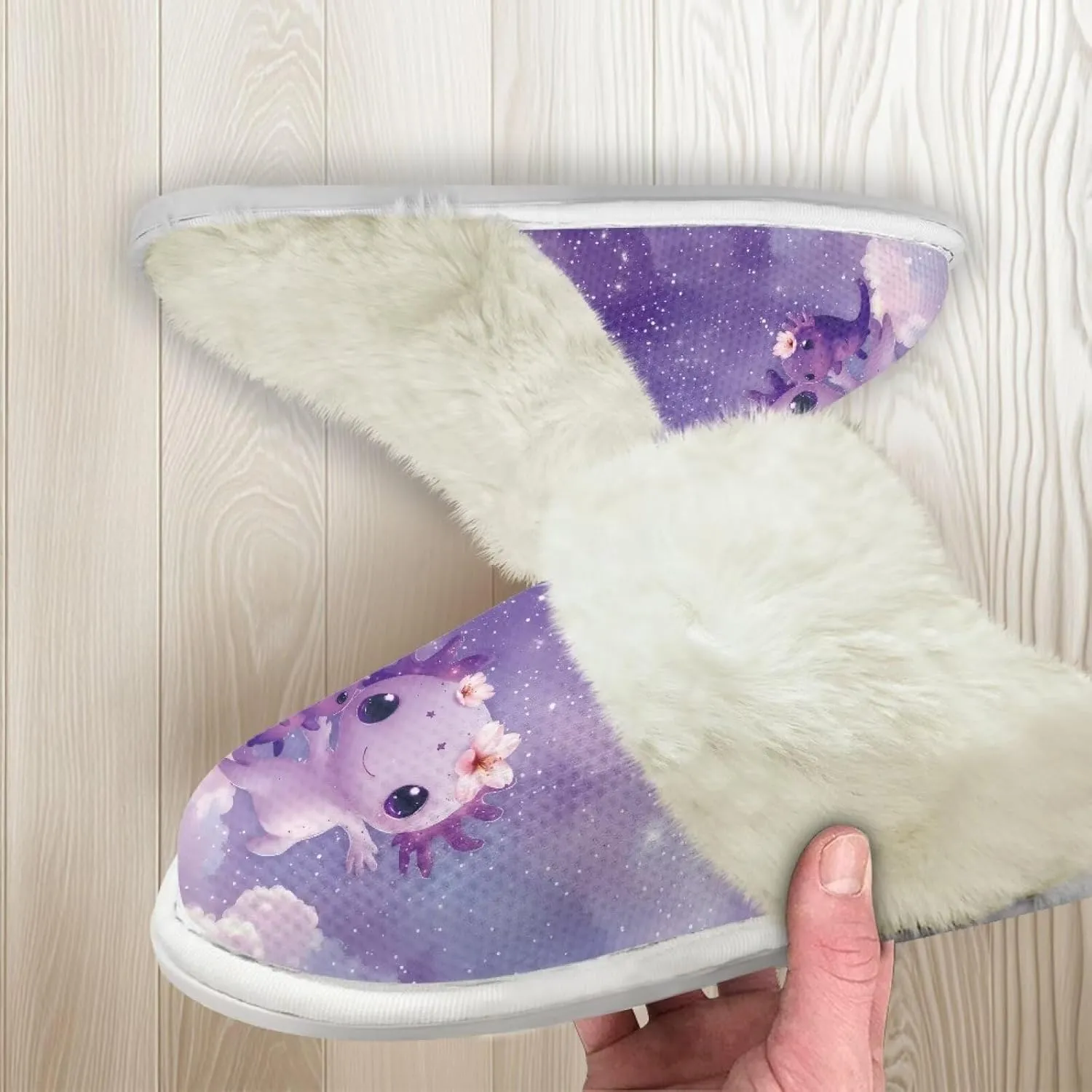 Slippers For Women Indoor And Outdoor, Anti-Slip Sole Fluffy Slippers Flannel Lined Slippers with Fur Edges