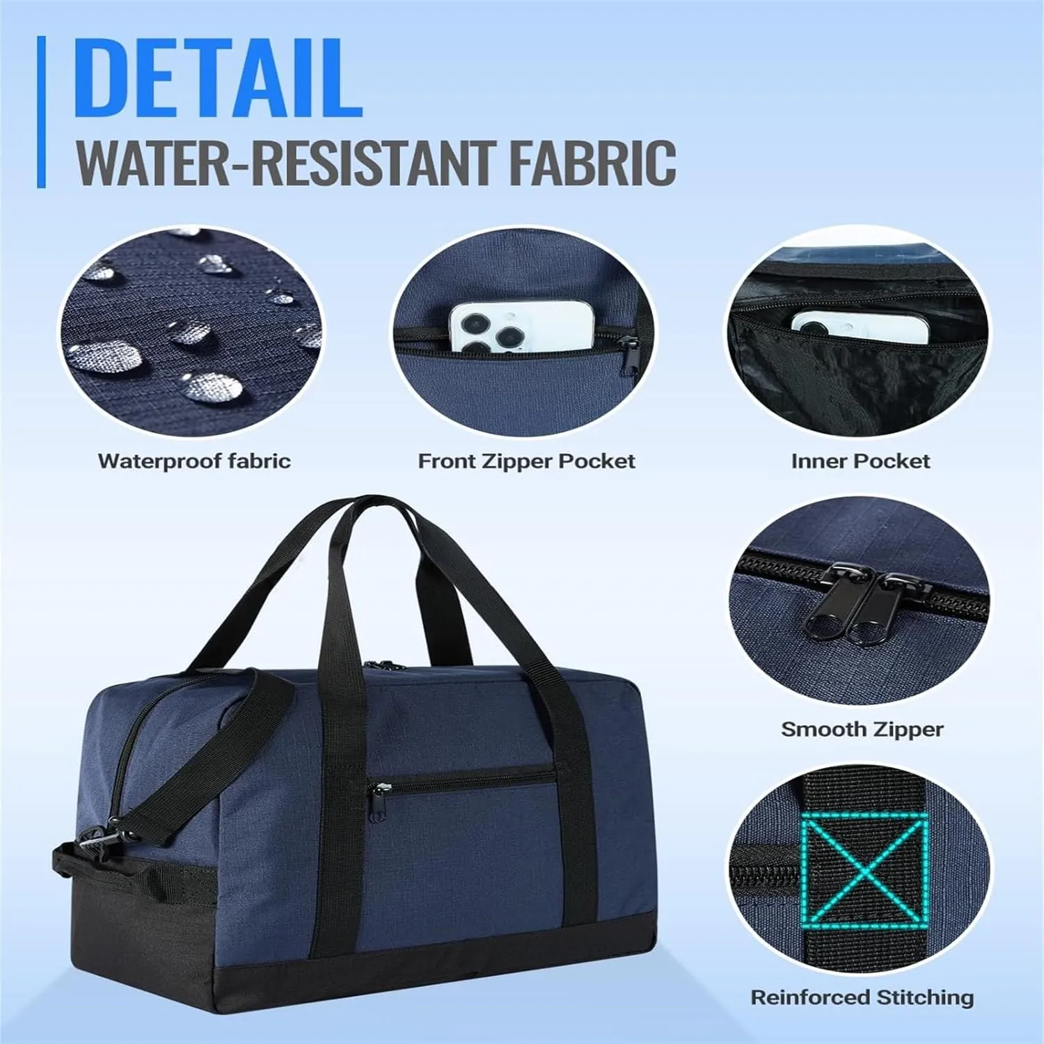 Small Gym Bag 14 Inch Mini Duffel Bag Carry On Bag Lightweight Travel Bag Carry On Luggage for Women and Men for Trips Or Sports (Blue, One Size)
