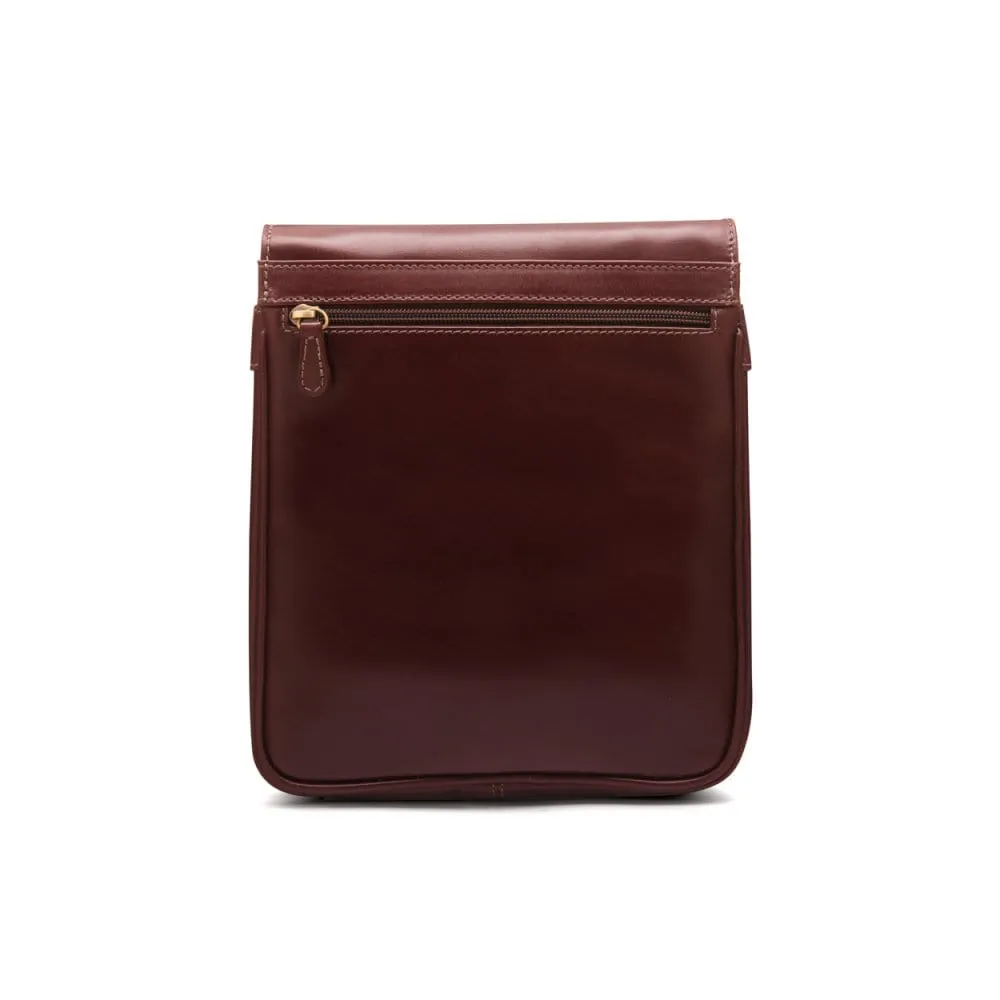 Small Leather Messenger Bag - Dark Tan