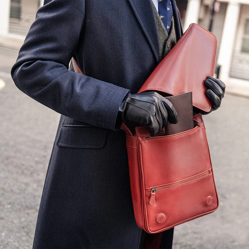 Small Leather Messenger Bag - Light Tan