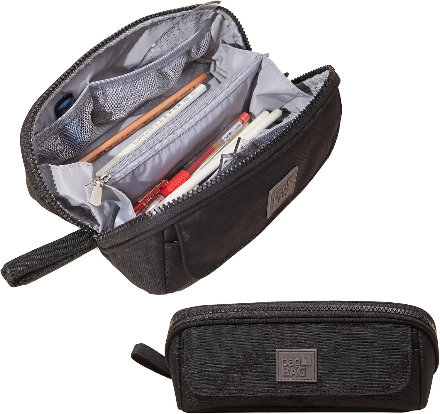 Small Pencil Case Organizer with Zipper, Black Cute Pencil Pouch Aesthetic, Light Pencil Bag for men & women
