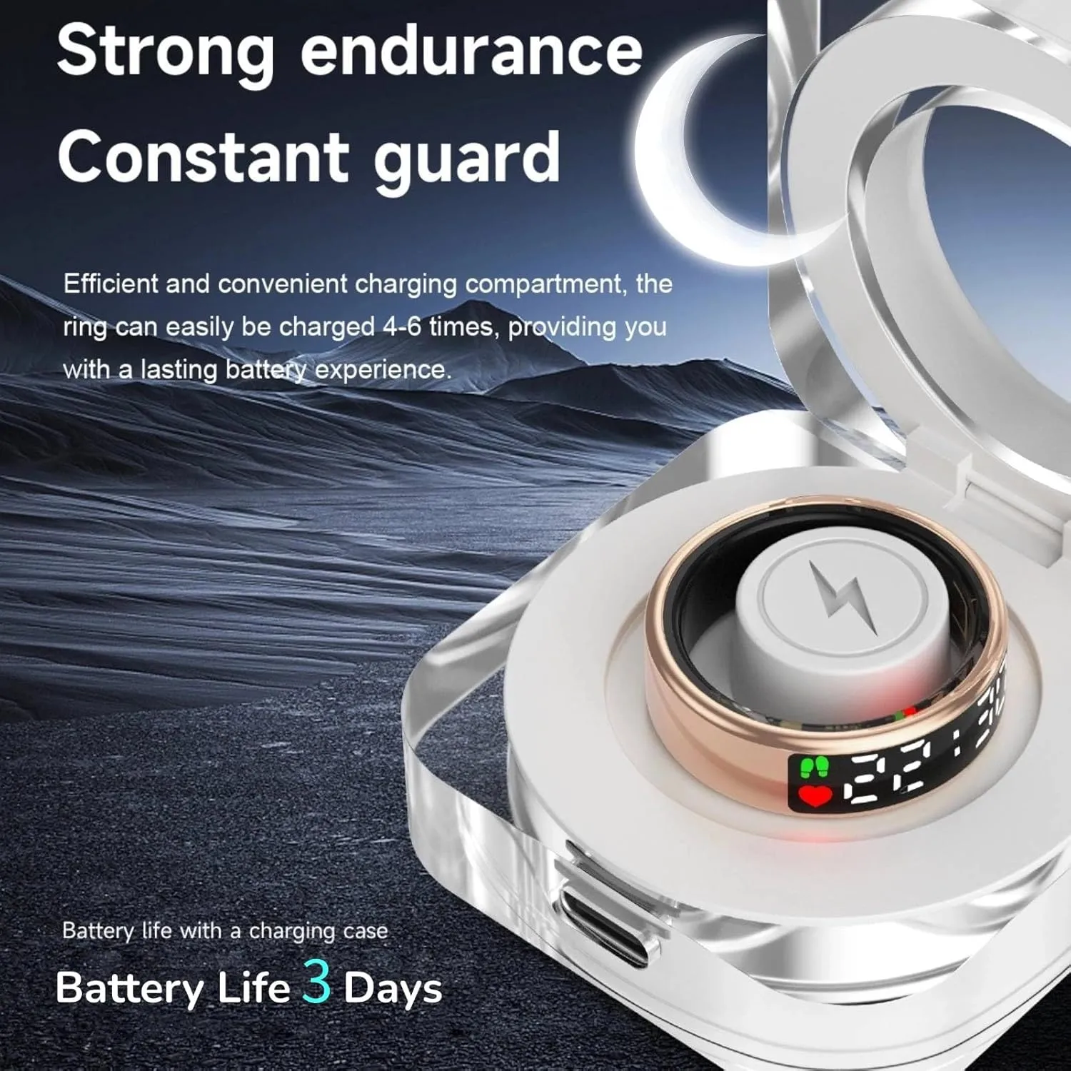 Smart Ring Health Tracker with LED Display Screen, 2025 Upgrade Sleep Heart Rate Health Monitor, Fitness Tracker, Remote Photography, No App Fee, IP68 Water-Resistance, Powerful Function