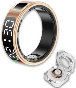Smart Ring Health Tracker with LED Display Screen, 2025 Upgrade Sleep Heart Rate Health Monitor, Fitness Tracker, Remote Photography, No App Fee, IP68 Water-Resistance, Powerful Function