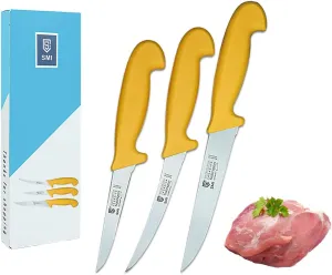 SMI -Solingen 3 Pcs Butcher Knife Set Boning Knife 5, 6 inch Butcher Knife 8 Inch for Cutting, German Steel, 1.4116 Solingen/GERMANY, Made In Solingen Germany