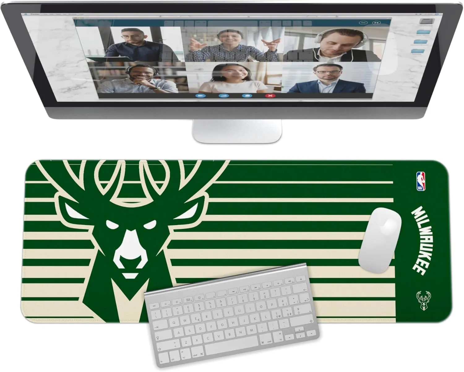 SOAR NBA Multifunctional Desk Mat for Desktop, (31.5"x12") - Ultra Soft Fabric with Non-Slip Rubber Backer - Water Resistant & Durable Nylon Stitching