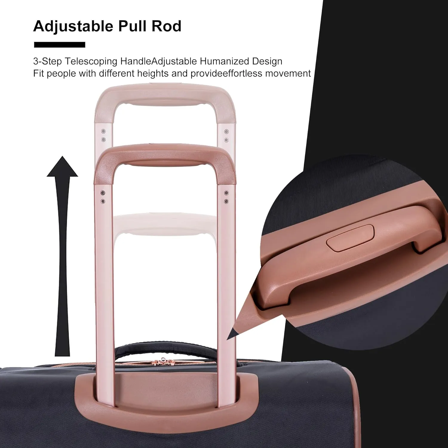 Softside Upright Luggage Set 4 piece, Terylene Expandable Lightweight Suitcase Sets with Double Spinner Wheels (16/20/24/28), Black