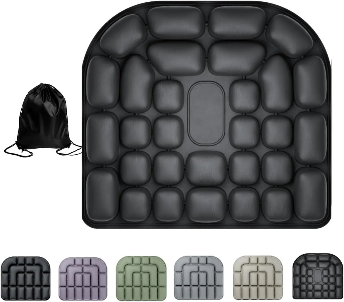 Sondur Travel Cushion with Double Layer,3D Air Inflatable Seat Cushion with Storage Bag, Portable Travel Seat Cushions for Airplane, Car, Office Chair, Wheelchair (Anti-Hemorrhoids)