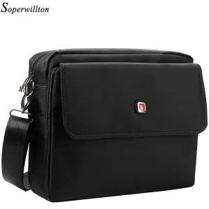 Soperwillton Men Bag 2019 Satchels Shoulder Black Bag Men Design Cover Clamshell Crossbody Oxford Waterproof Male Bag #1056L
