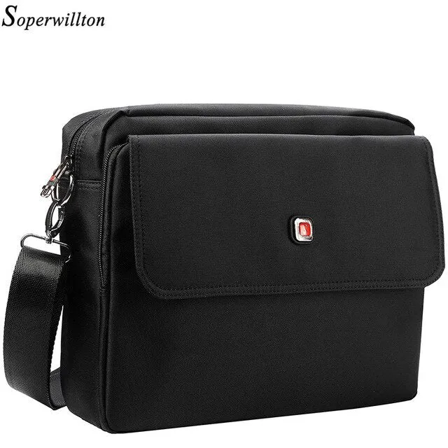 Soperwillton Men Bag 2019 Satchels Shoulder Black Bag Men Design Cover Clamshell Crossbody Oxford Waterproof Male Bag #1056L