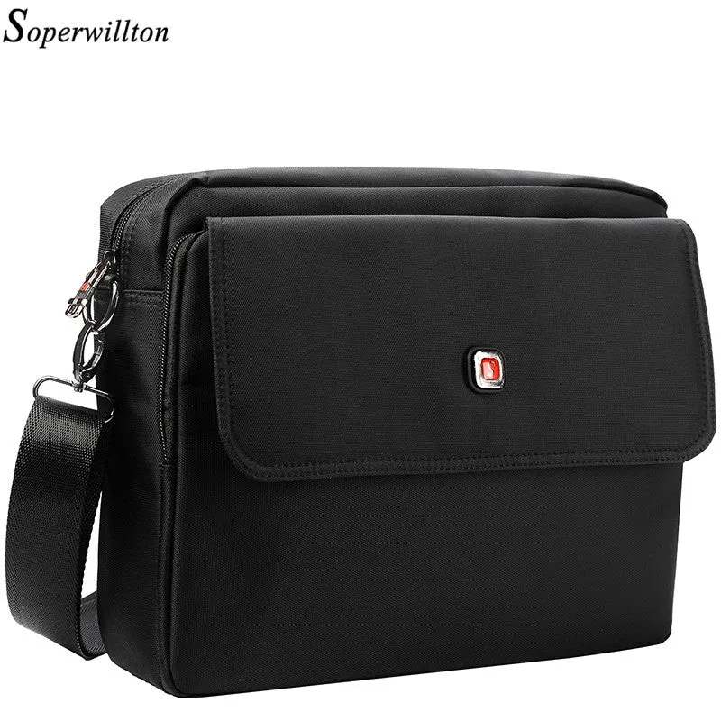 Soperwillton Men Bag 2019 Satchels Shoulder Black Bag Men Design Cover Clamshell Crossbody Oxford Waterproof Male Bag #1056L