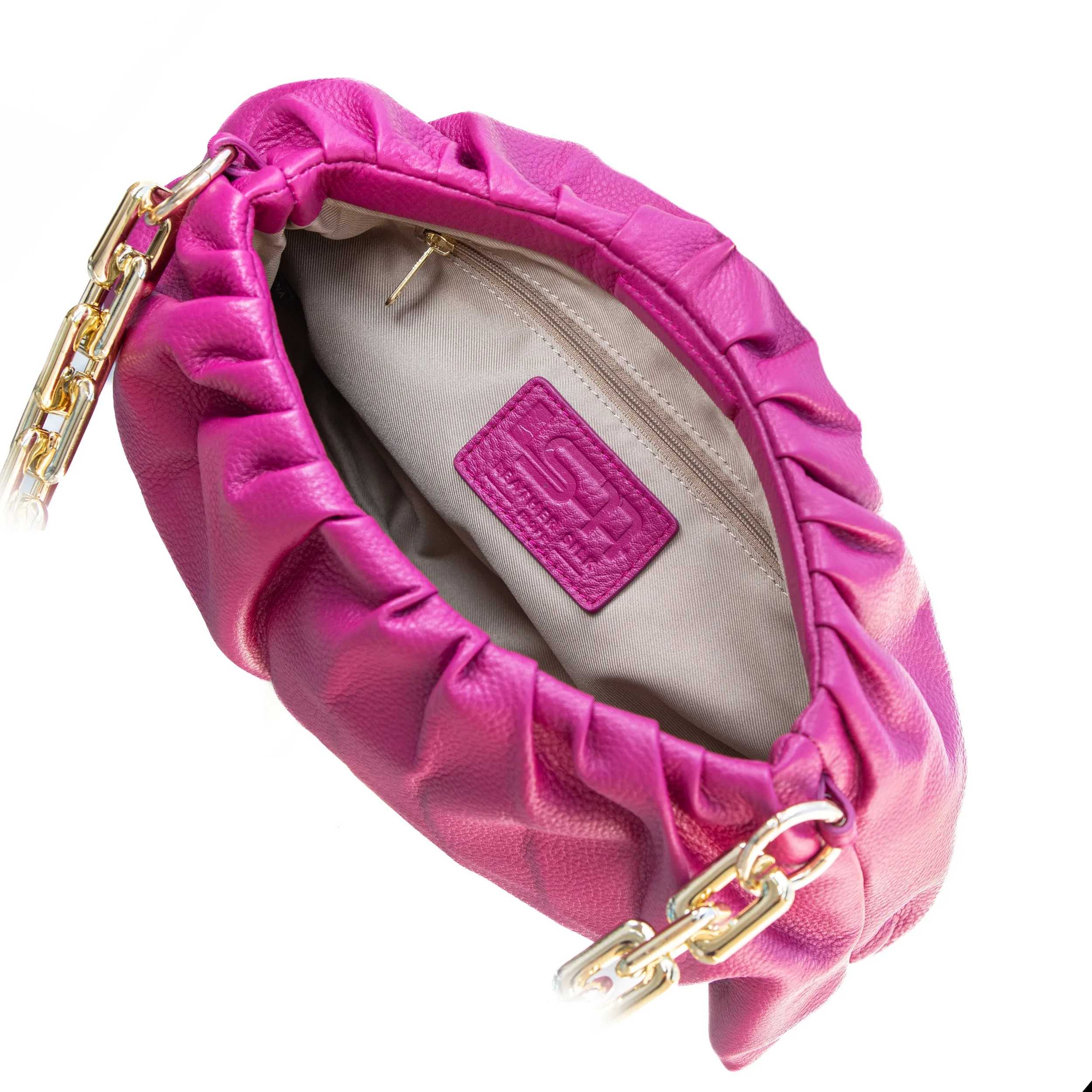 Sophia Leather Clutch Bag with Chain Handle