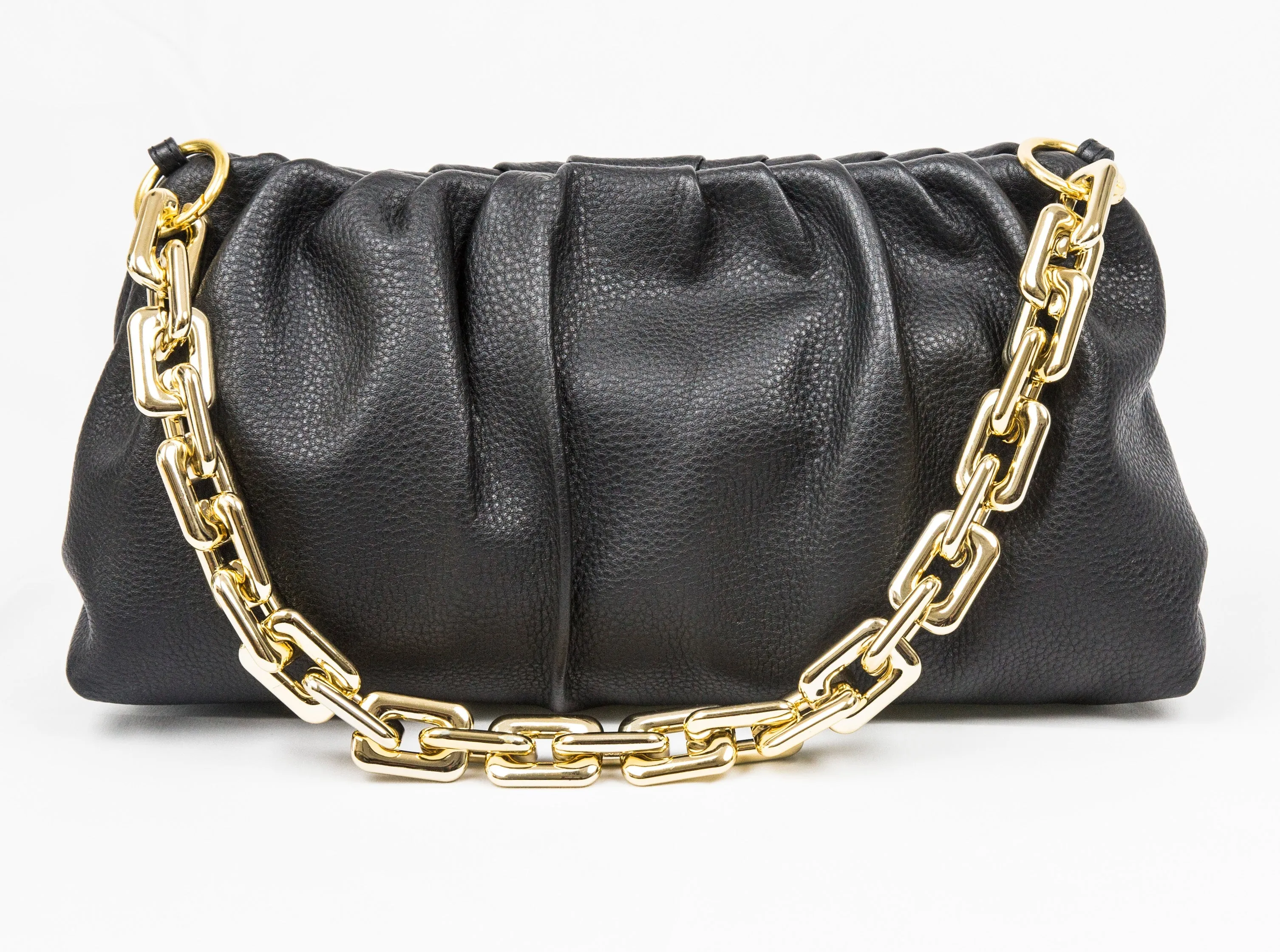 Sophia Leather Clutch Bag with Chain Handle