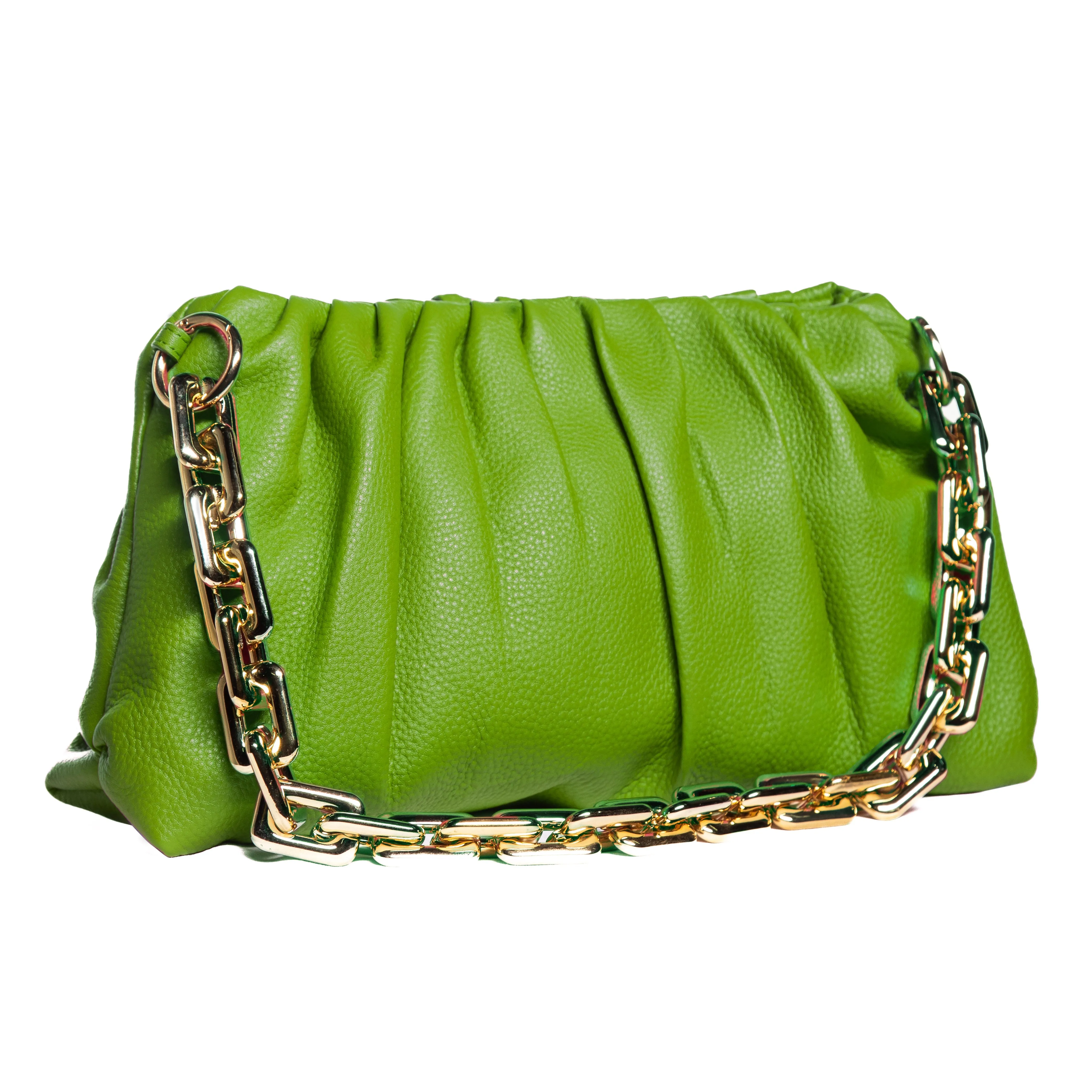 Sophia Leather Clutch Bag with Chain Handle