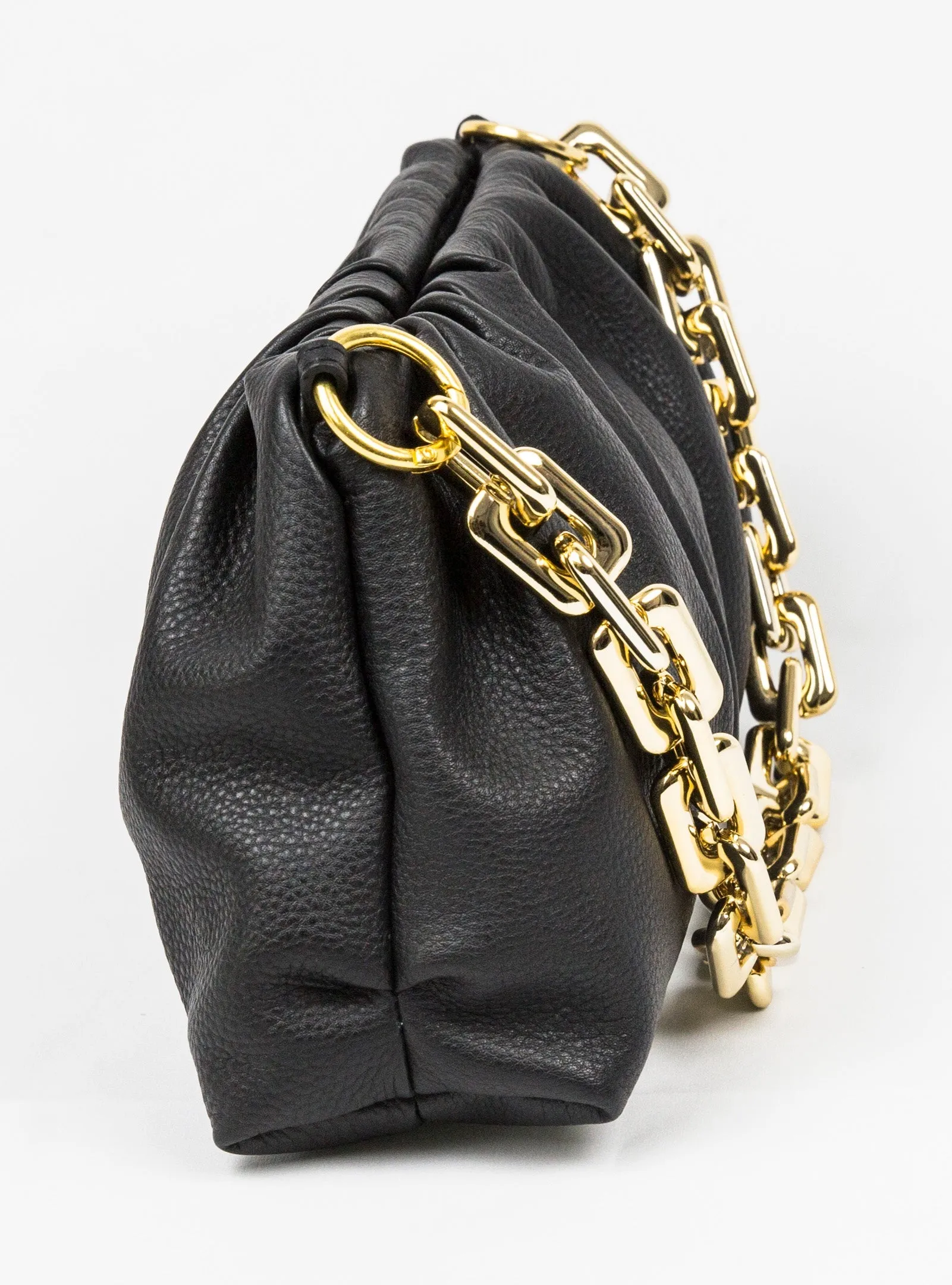 Sophia Leather Clutch Bag with Chain Handle