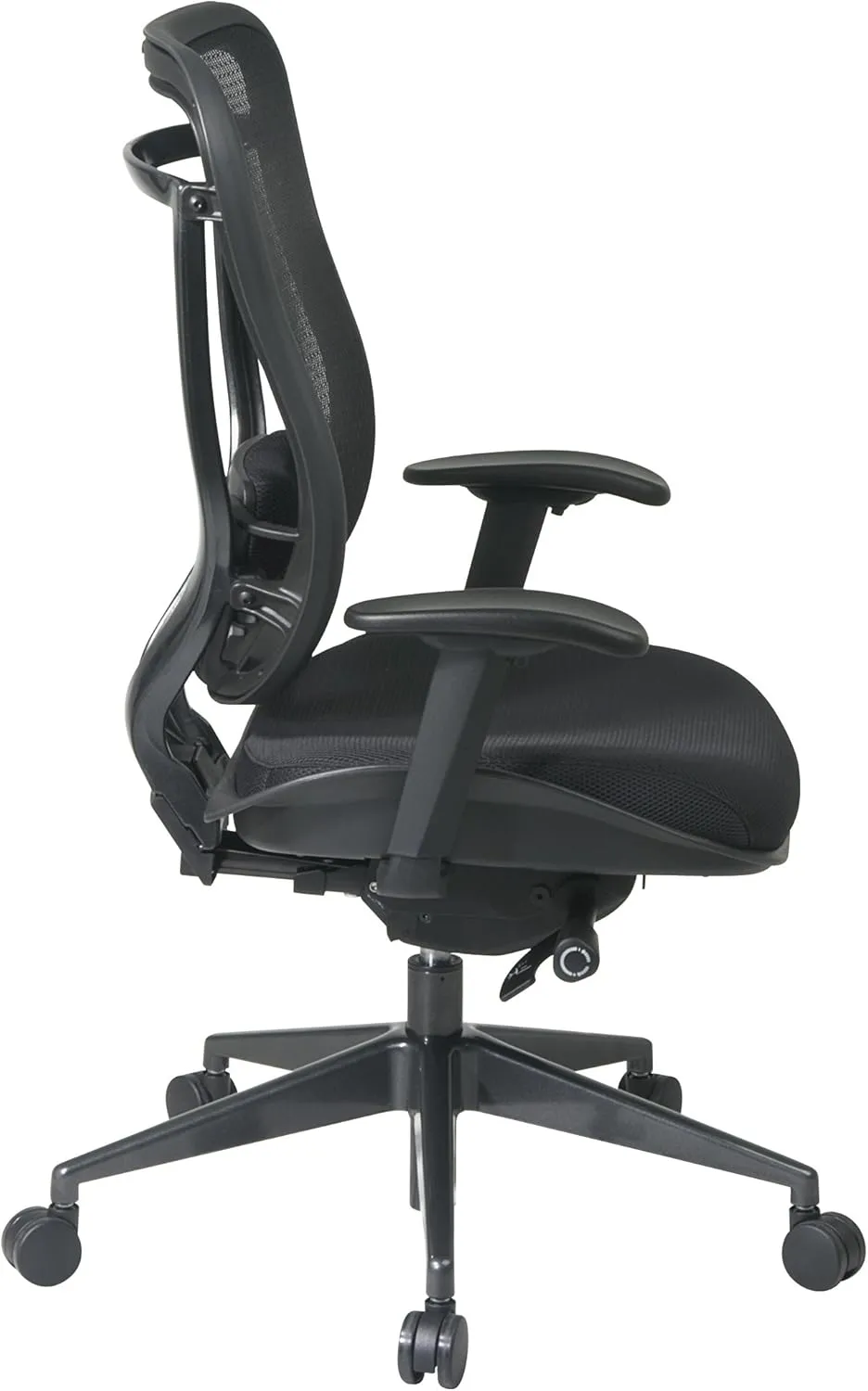 SPACE Seating Breathable Mesh High Back and Padded Seat, Ultra 2-to-1 Synchro Tilt Control, Seat Slider and Gunmetal Finish Executive Chair