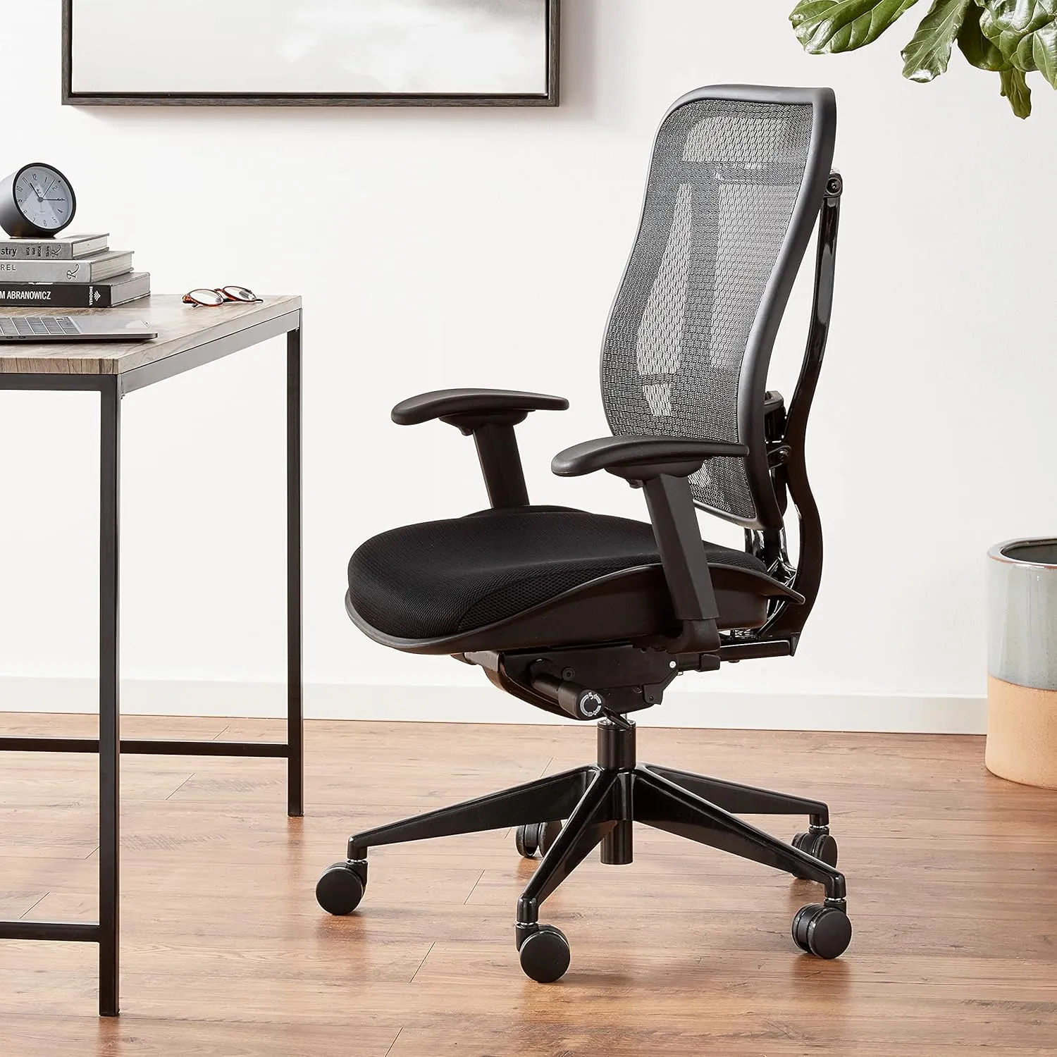 SPACE Seating Breathable Mesh High Back and Padded Seat, Ultra 2-to-1 Synchro Tilt Control, Seat Slider and Gunmetal Finish Executive Chair