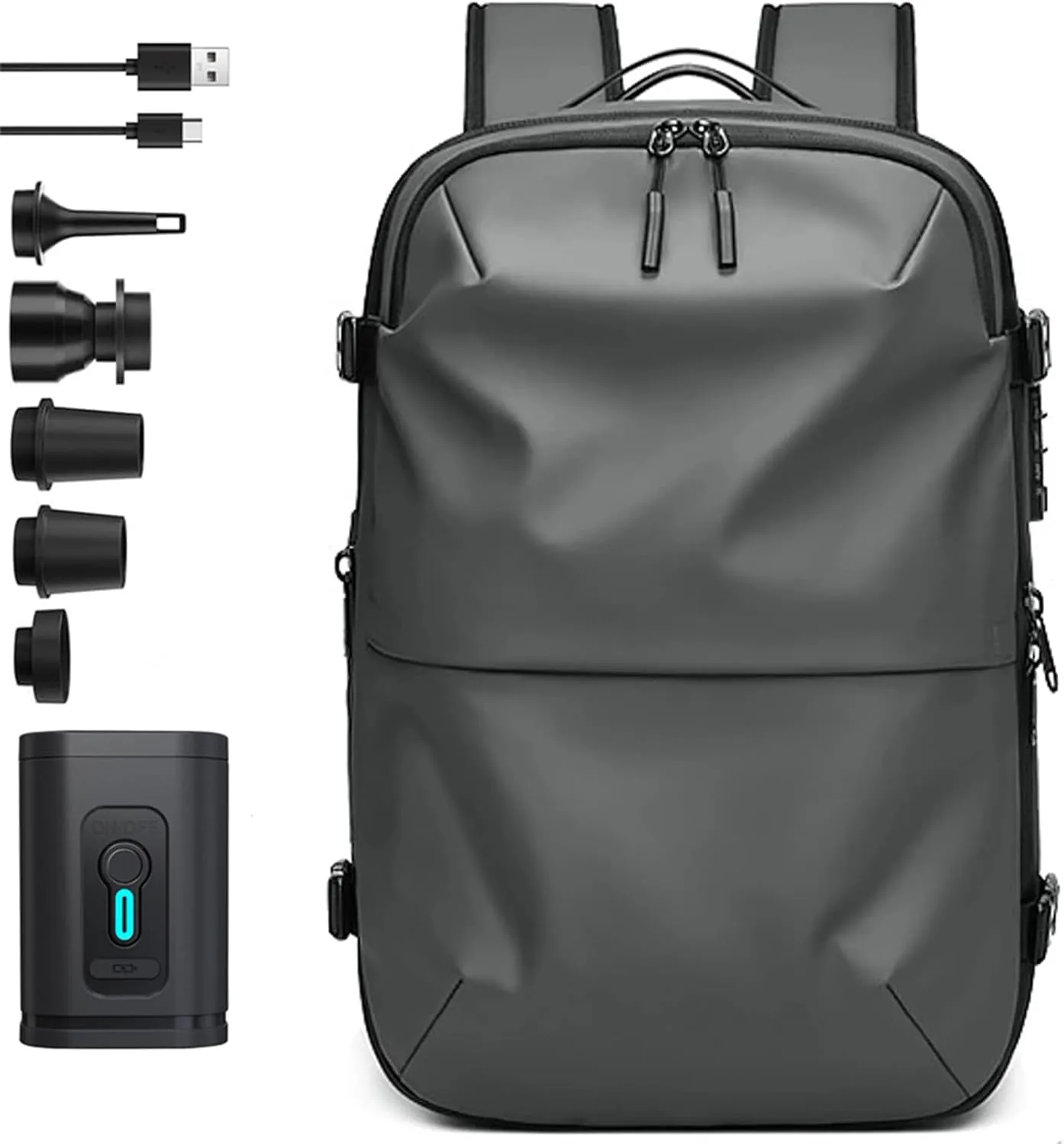 Spacevac Pro Backpack, Ezyvac Vacuum Backpack, 60l Expandable Vacpack Travel Commercial With Pump (2.0-Grey, with Air Pump)