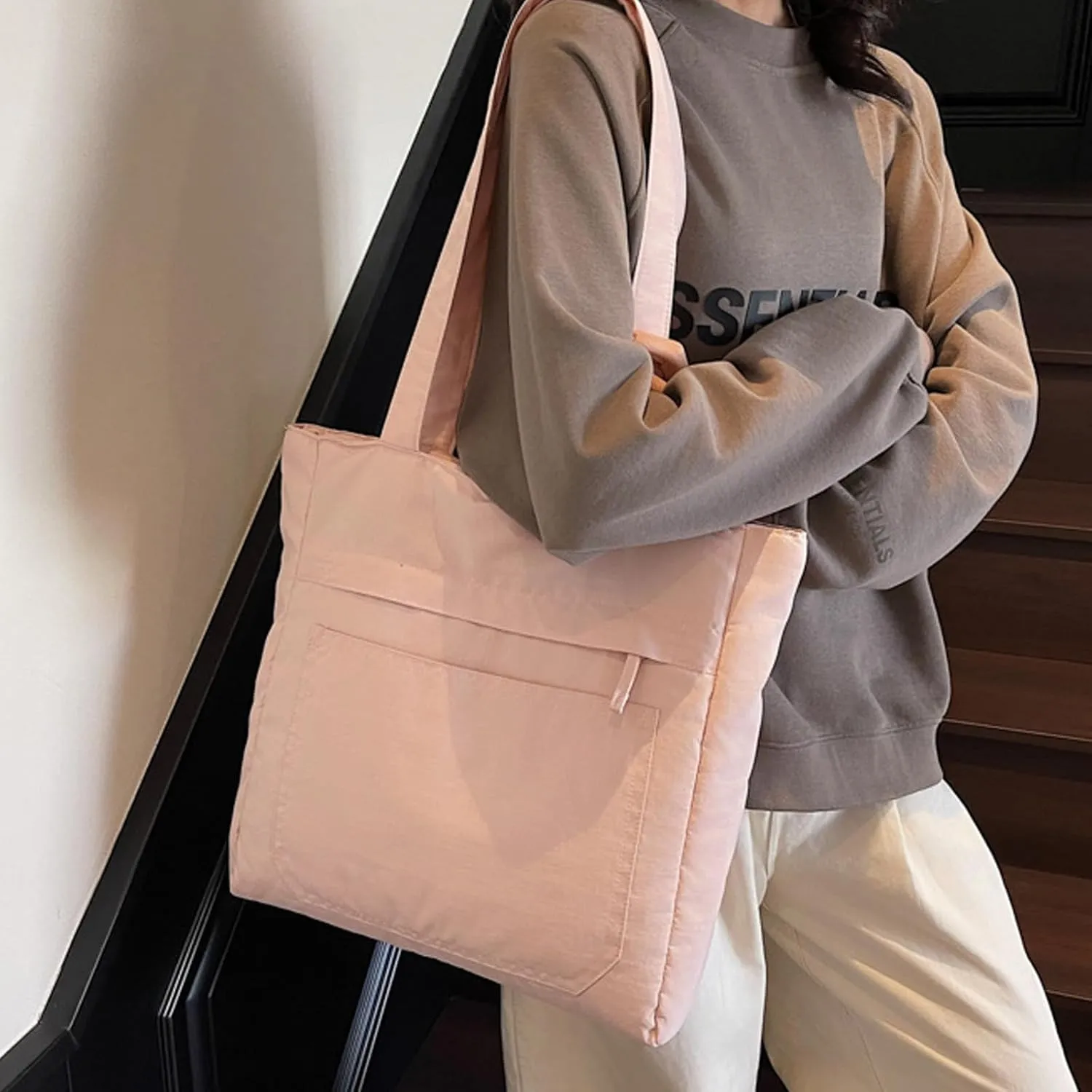 Spacious Nylon Shoulder Bag For Students And Professionals Handbag For Commuting Or Class With Water Resistant Fabric