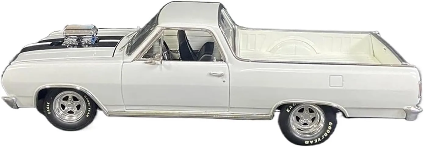 Sports car Metal Model Die-cast 1:18 Scale for Chevy 1965 Static Pickup Truck Model White Hobby Collection Ornament Display for Home Décor(White)