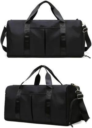 Sports Duffel Bag with Wet Dry Compartment, Large Capacity Travel Gym Bag, Available in Black, Navy, Burgundy (black)