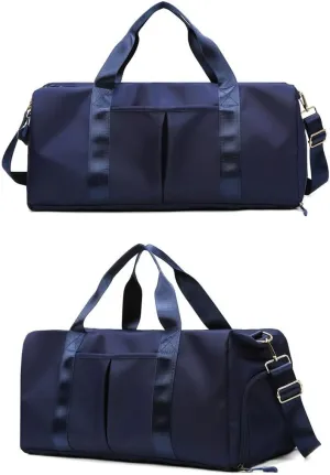 Sports Duffel Bag with Wet Dry Compartment, Large Capacity Travel Gym Bag, Available in Black, Navy, Burgundy (Dark blue)