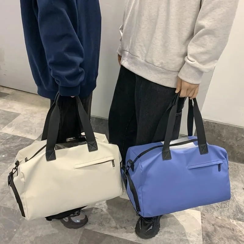 Sports Duffel Bag with Wet Dry Compartment, Waterproof Swimming Gym Bag, Large Capacity with Shoulder Strap, Available in Black, White, Blue (white)