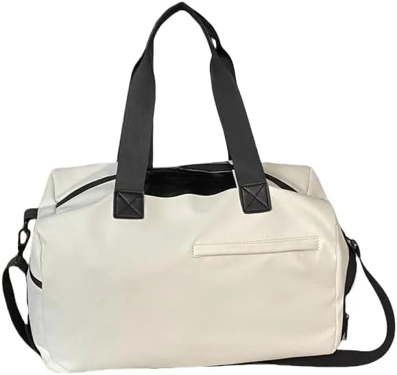 Sports Duffel Bag with Wet Dry Compartment, Waterproof Swimming Gym Bag, Large Capacity with Shoulder Strap, Available in Black, White, Blue (white)