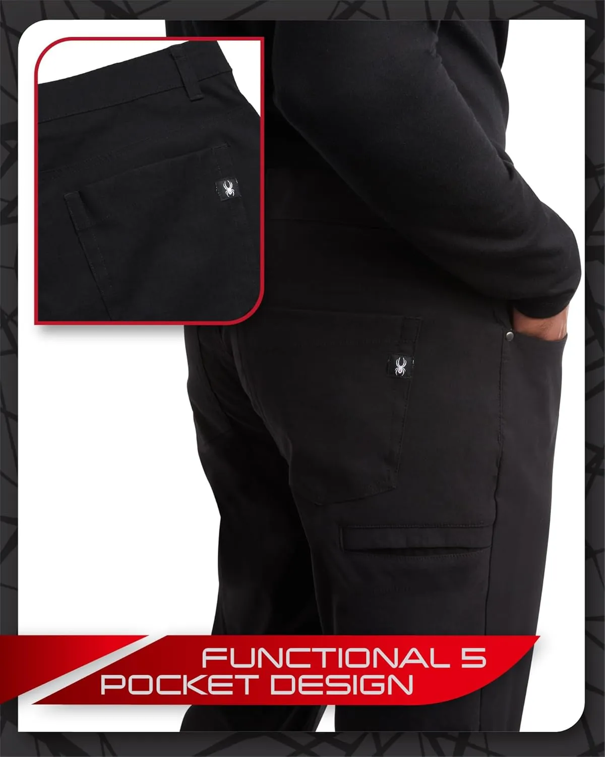 Spyder Mens Golf Pants - Lightweight Stretch Nylon Quick Dry Work Dress Pants for Men with UPF 30  and Pockets (Sizes: 30-38)