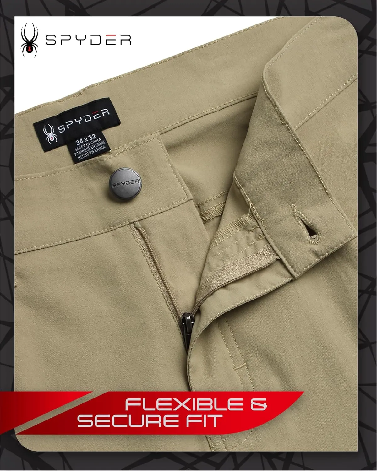 Spyder Mens Golf Pants - Lightweight Stretch Nylon Quick Dry Work Dress Pants for Men with UPF 30  and Pockets (Sizes: 30-38)