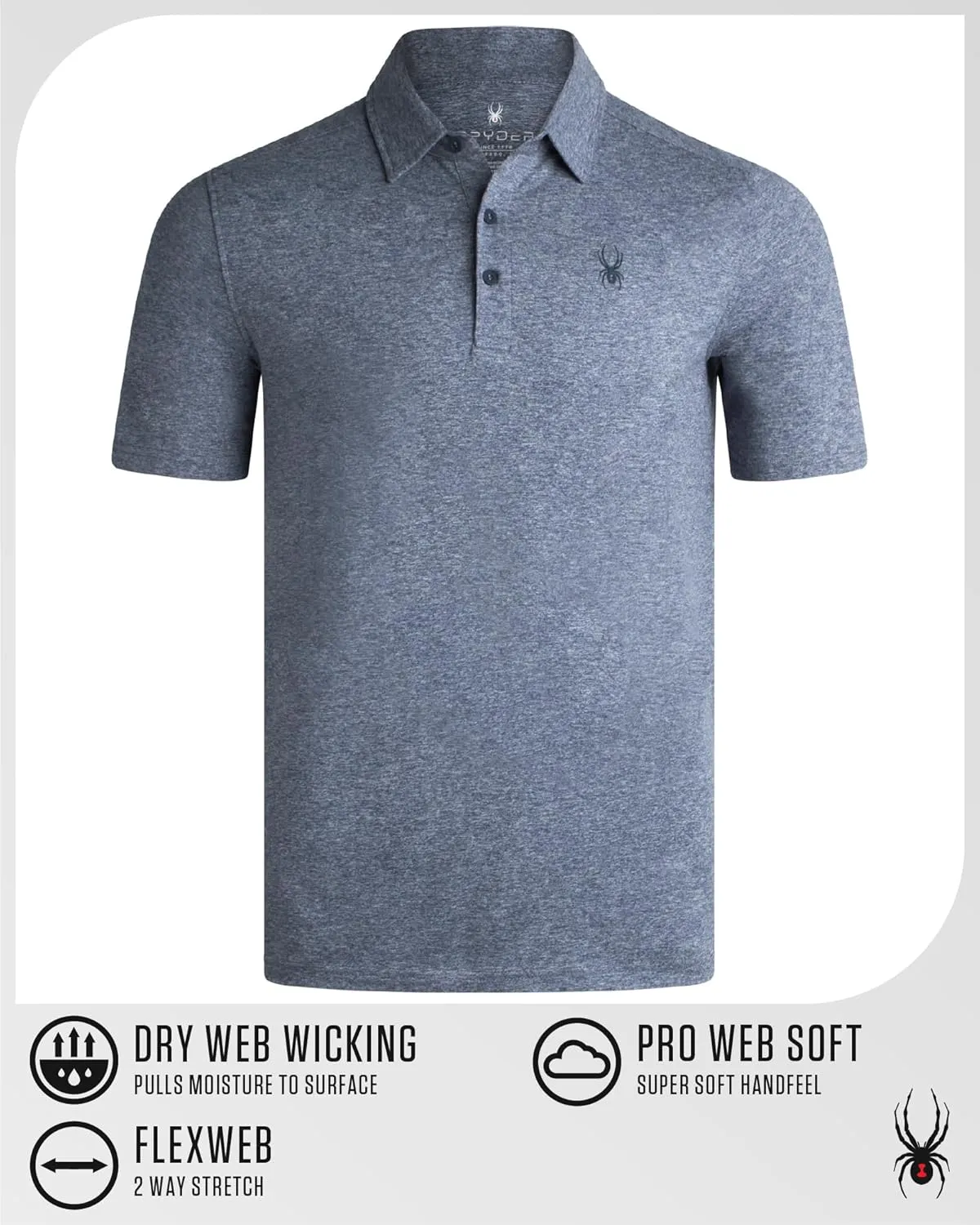Spyder Mens Golf Polo Shirt - Super Soft Moisture Wicking Athletic Fit Performance Collared Golf Shirts for Men (Sizes: S-XL)